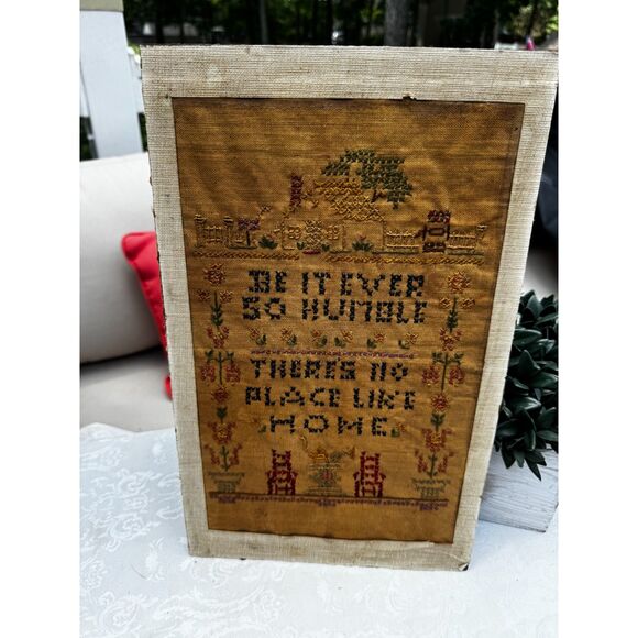 Beautiful antique cross stitch unframed; No Place Like Home - Picture 4 of 5